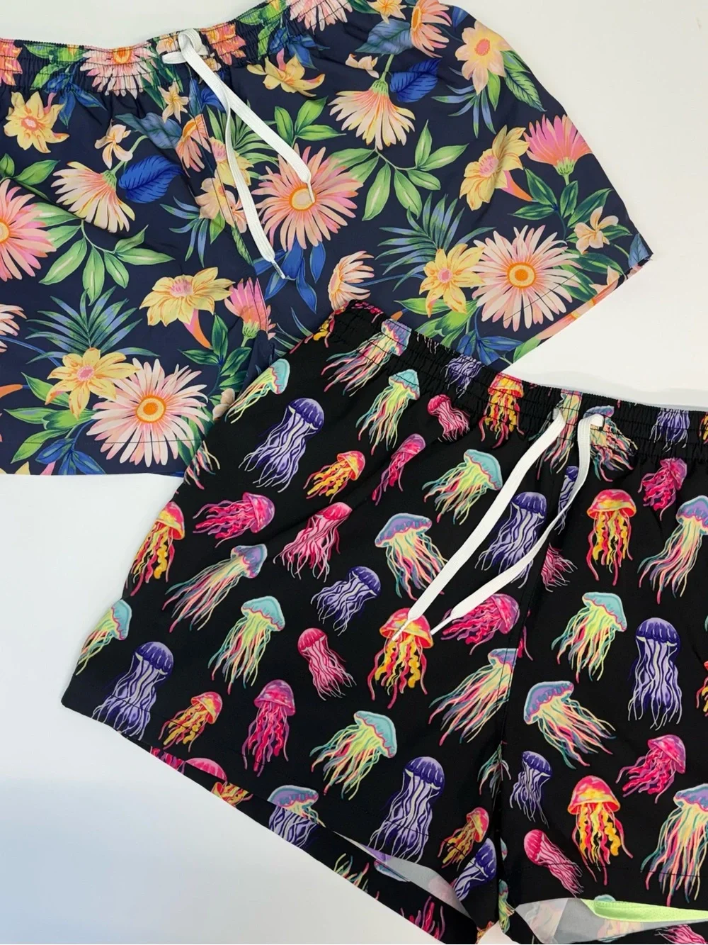 Lot Of 2 Chubbies Swim Trunks XXL Colorful Tropical Jellyfish Beach Floral EUC
